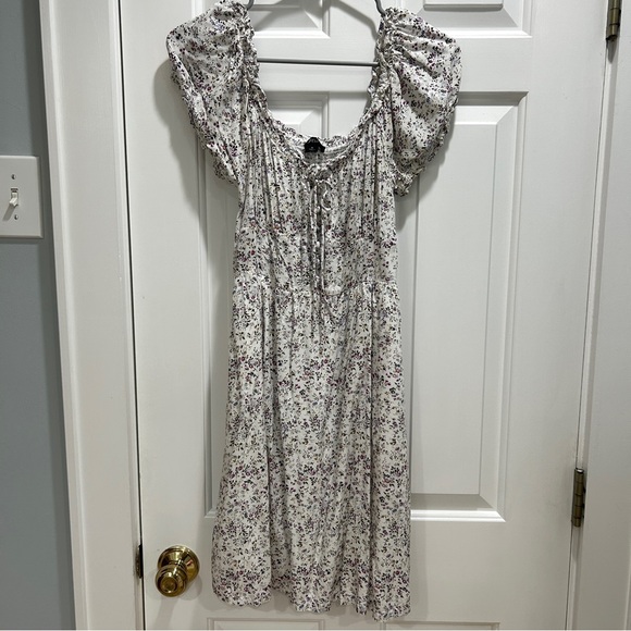 J. Crew Floral Mini Peasant Dress Size 6 with Puff Sleeves - Picture 2 of 8